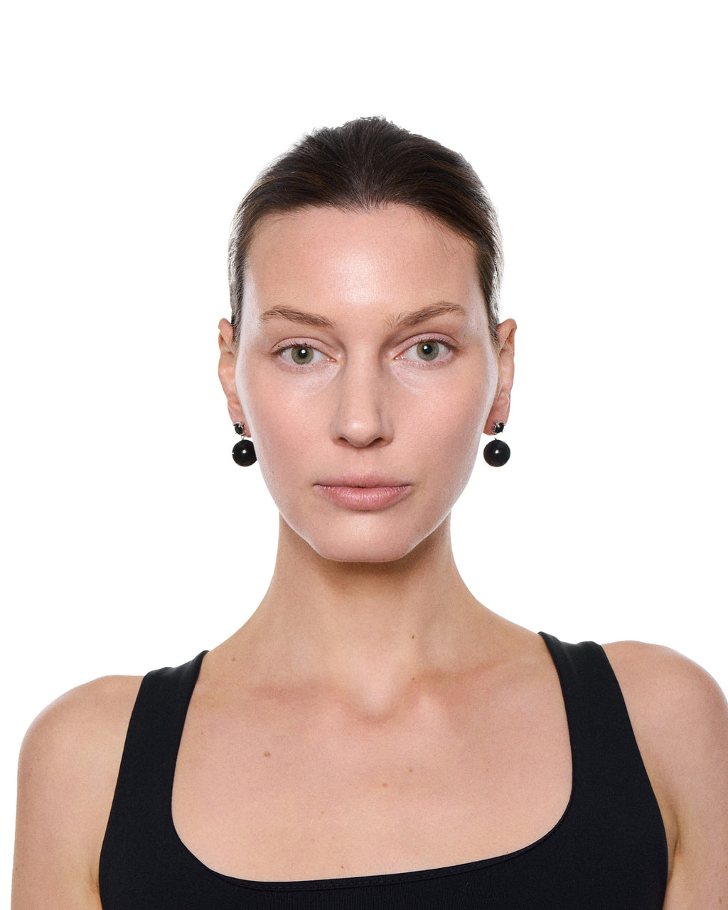 Large Sphere Drop Earrings — Onyx