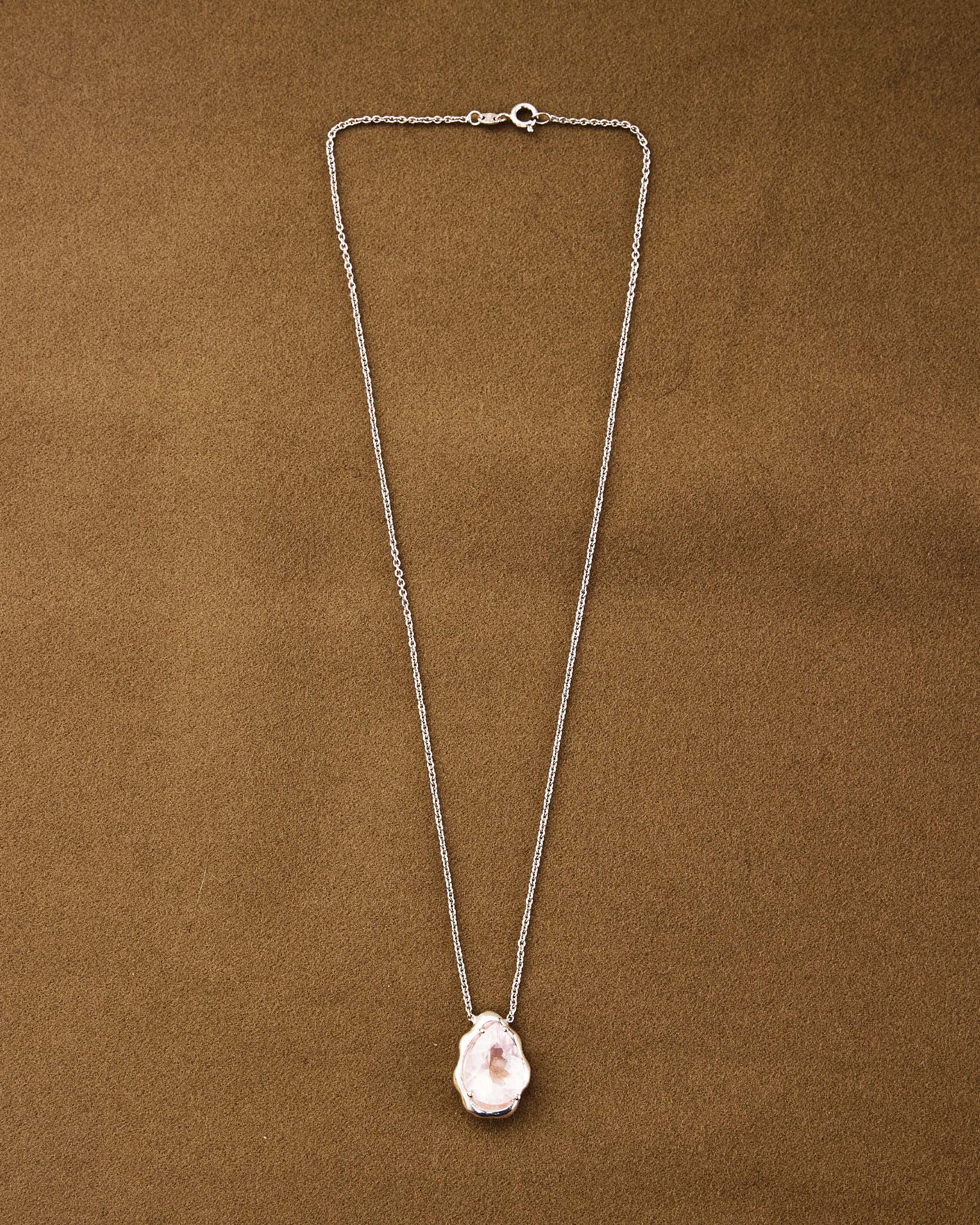Teardrop Necklace — Rose Quartz