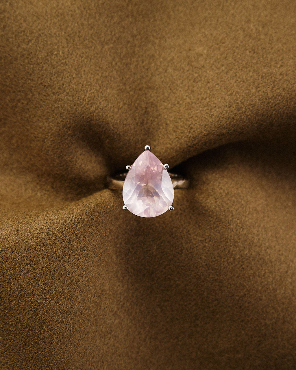 Teardrop Ring — Rose Quartz