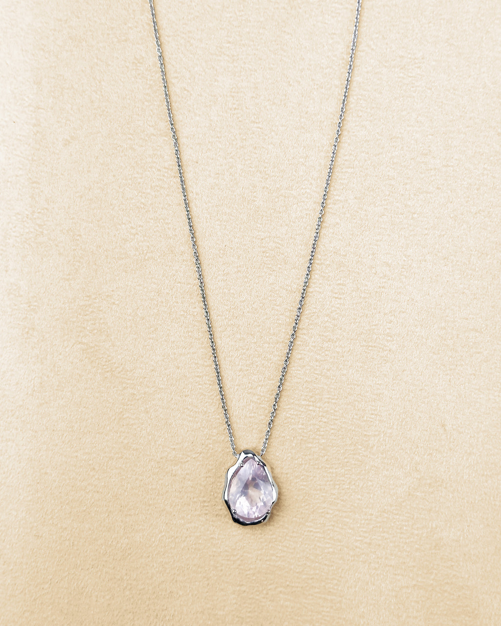 Teardrop Necklace — Rose Quartz