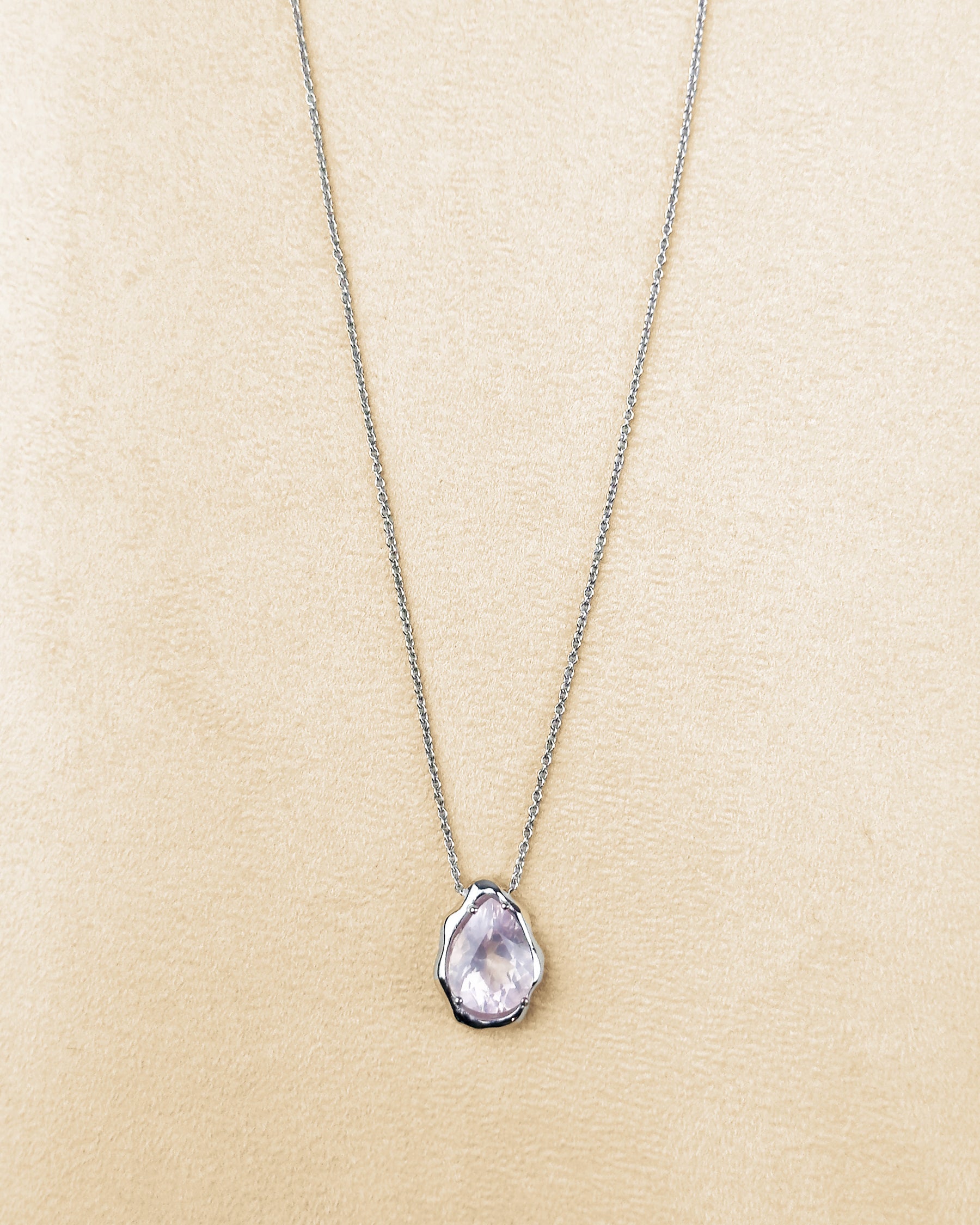 Teardrop Necklace — Rose Quartz