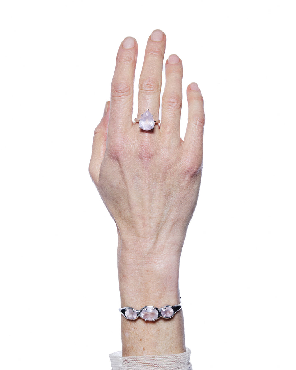 Triple Bangle — Rose Quartz