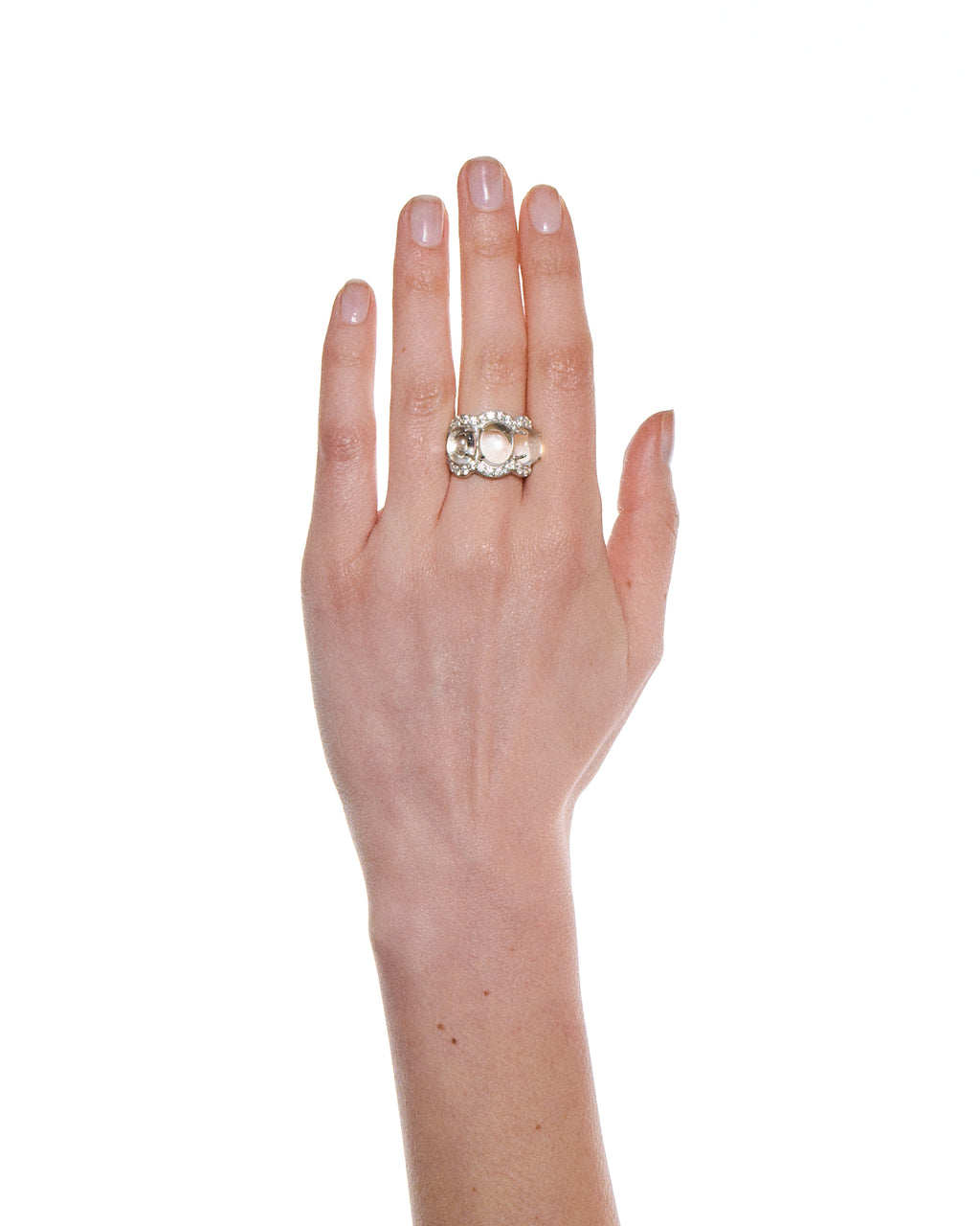 Triple Cabochon Pavé Ring — Mountain Crystal