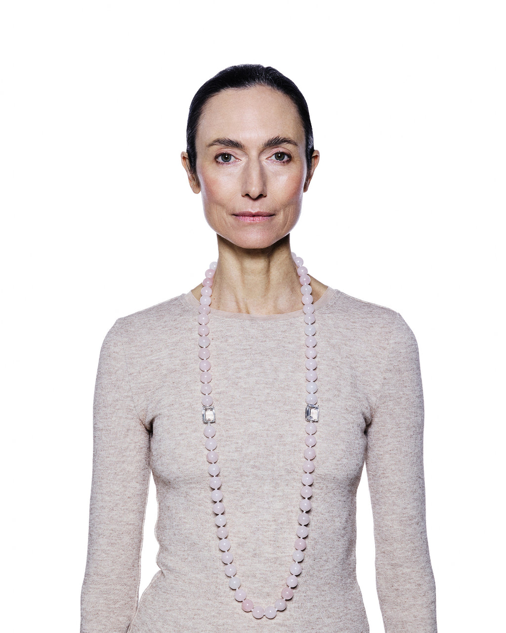 Large Bead Necklace — Rose Quartz & Mountain Crystal