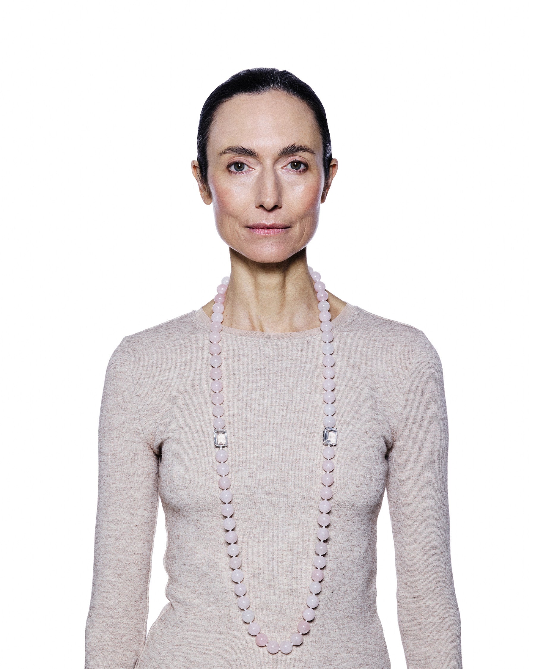 Large Bead Necklace — Rose Quartz & Mountain Crystal