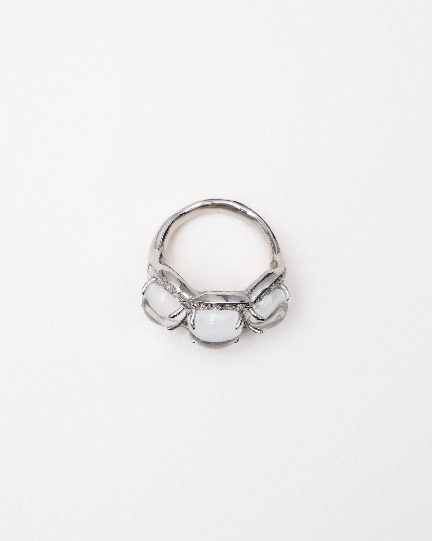 Triple Cabochon Pavé Ring — Mountain Crystal