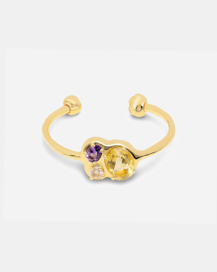 ODD BANGLE #1-GOLD-AMETHYST & CITRINE