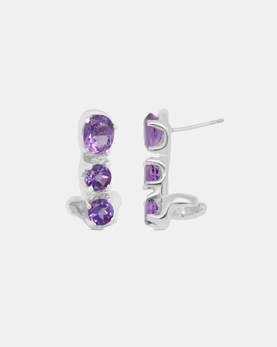 ODD EARRING-SILVER-AMETHYST