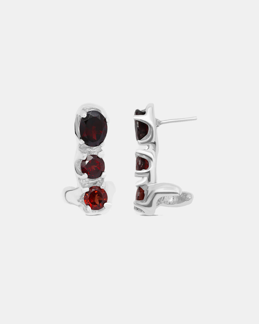 ODD EARRING-SILVER-GRANATE