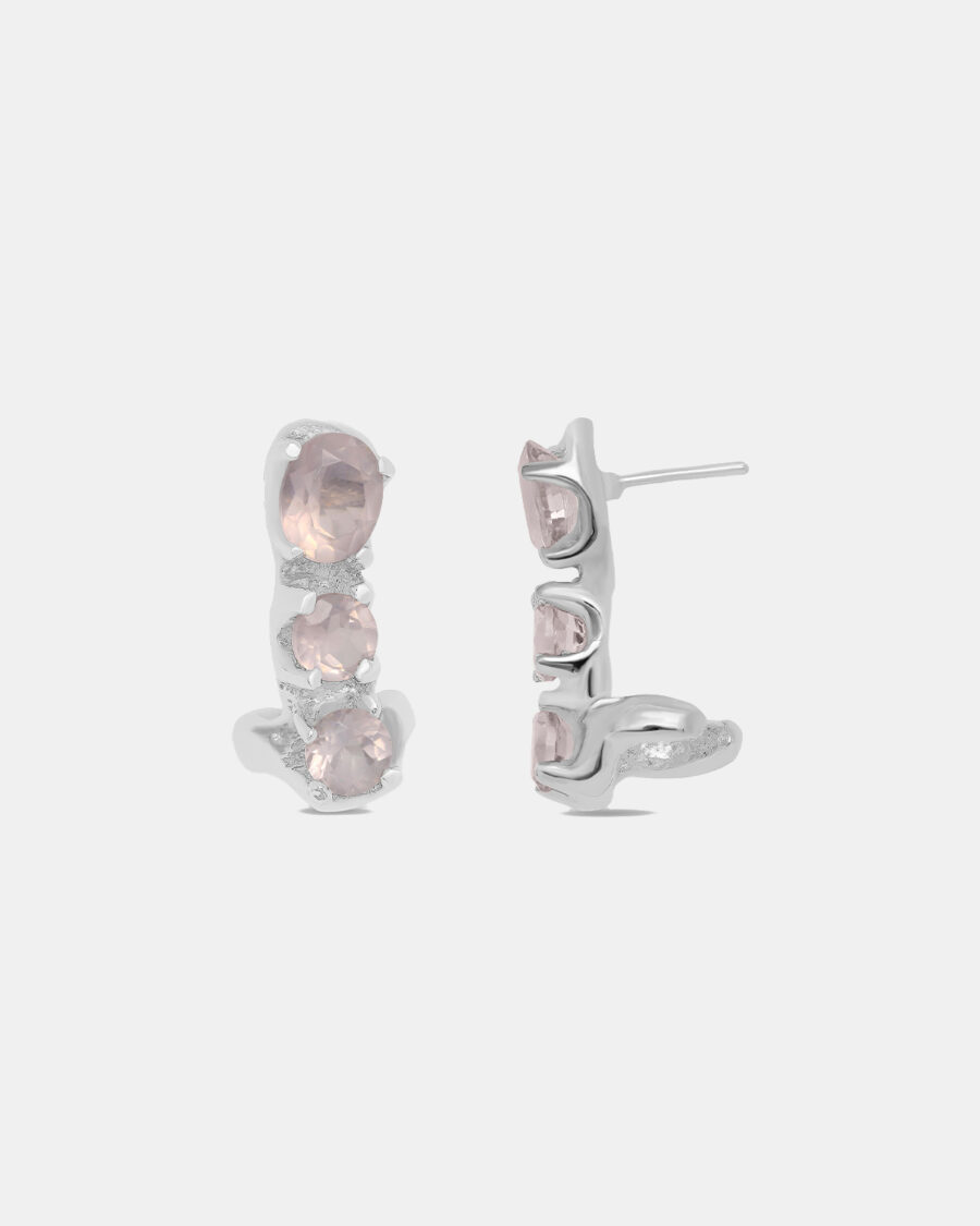 ODD EARRING-SILVER-ROSE QUARTZ