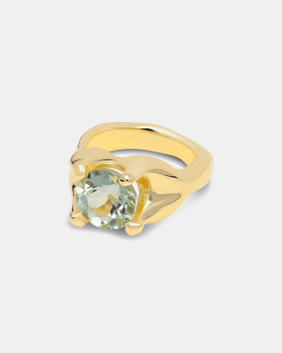 ODD RING #1-GOLD-PRASIOLITE