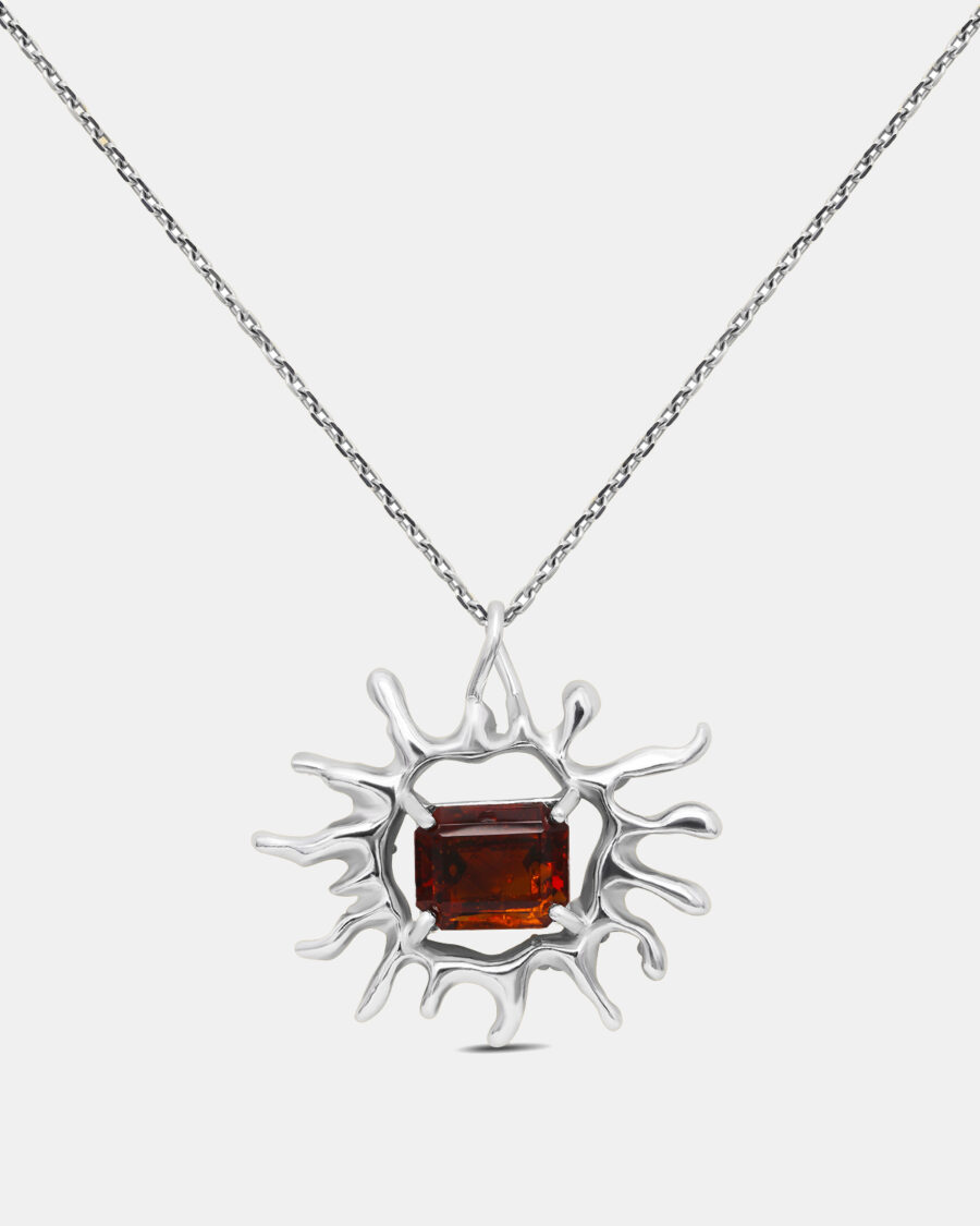 SUN NECKLACE-SILVER-GRANATE