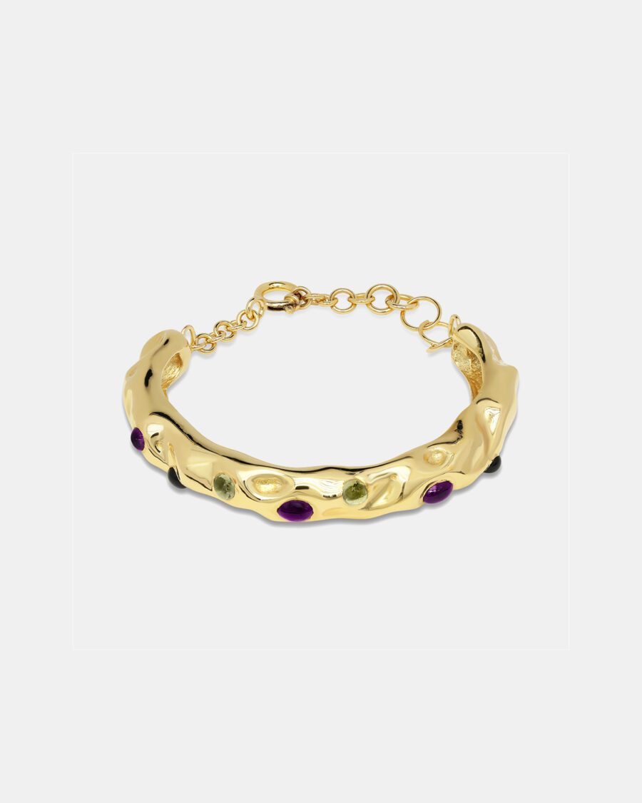 BRANCH BRACELET-GOLD-PERIDOT & AMETHYST