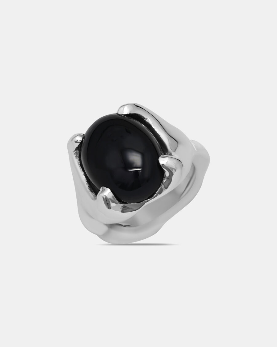 FRUIT RING-SILVER-ONYX