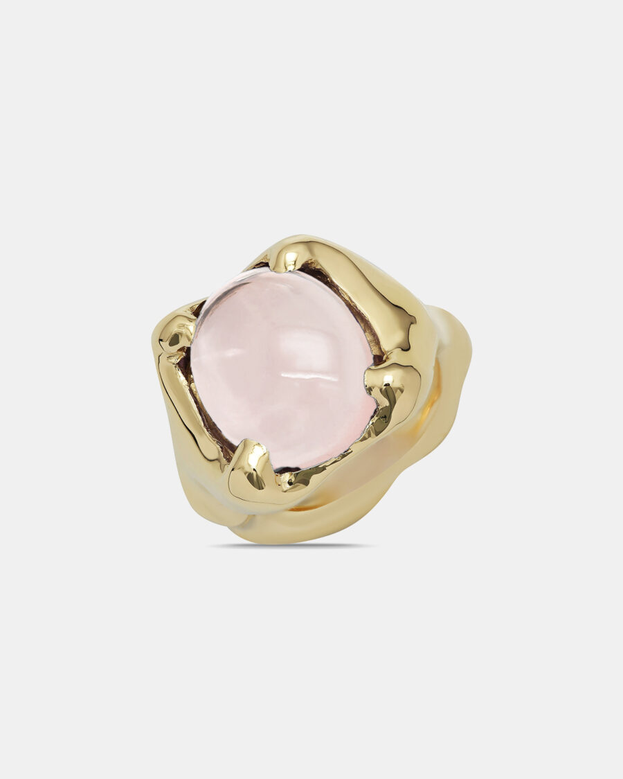 FRUIT RING-GOLD-ROSE QUARTZ